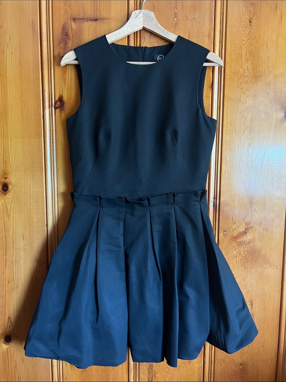 MCQ Alexander McQueen Black Drop Waist Mini Dress with Ruffle Waist Detail